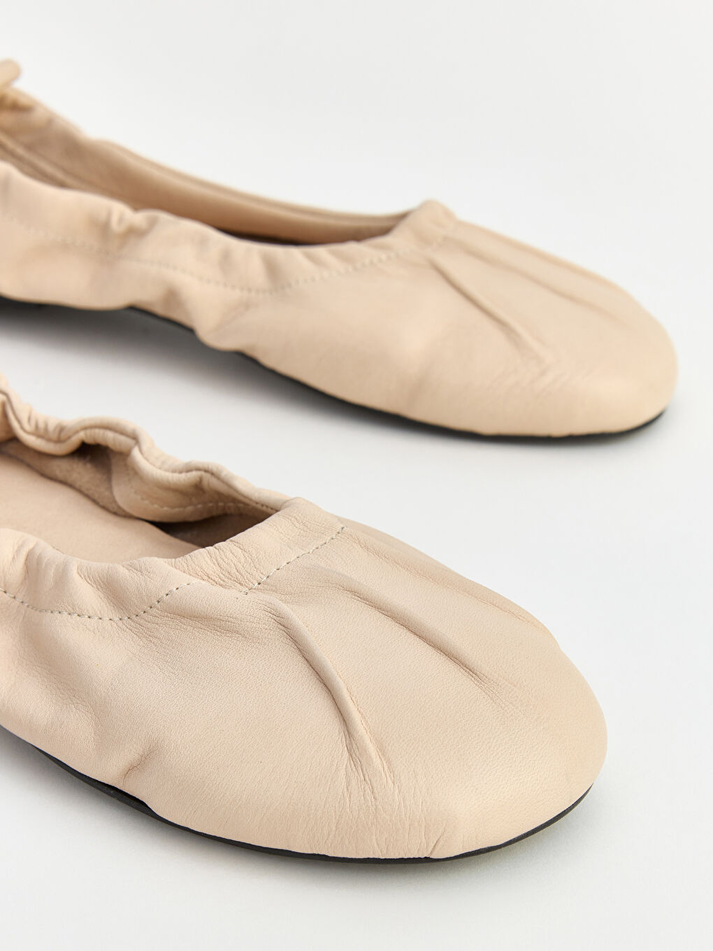 Ekru Hakiki Deri Kadın Babet-2