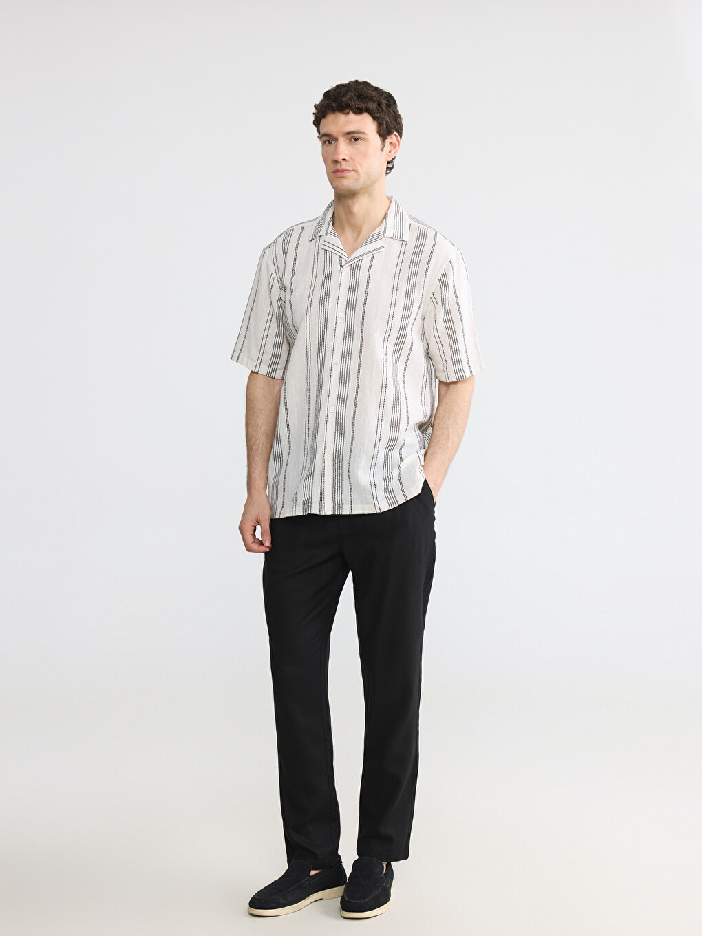 Regular Striped Poplin Men's Shirt-1