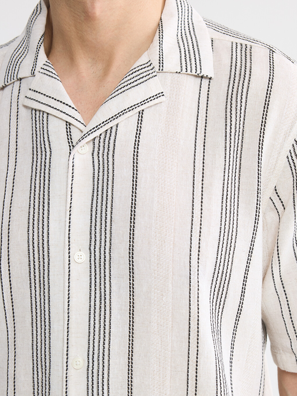 Regular Striped Poplin Men's Shirt-2