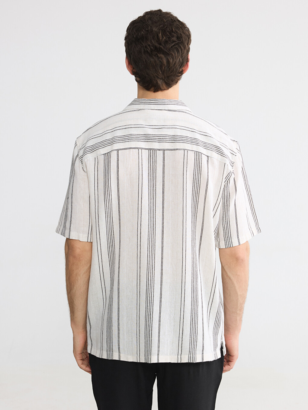 Regular Striped Poplin Men's Shirt-3