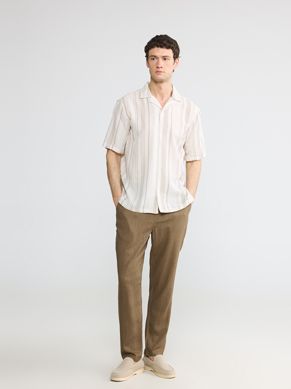 Regular Striped Poplin Men's Shirt-1