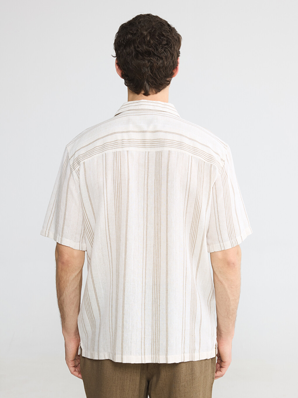 Regular Striped Poplin Men's Shirt-3