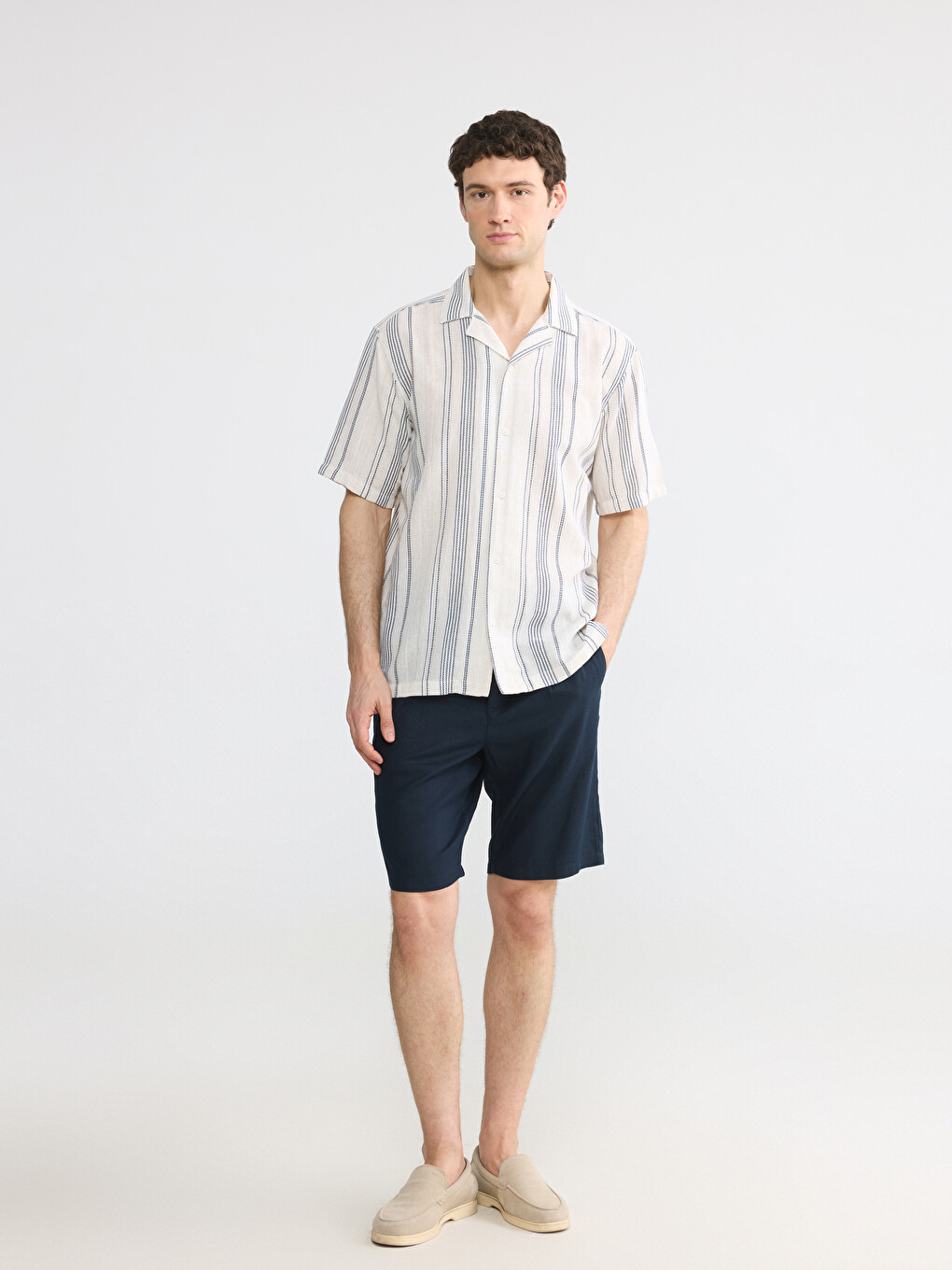Regular Striped Poplin Men's Shirt-1