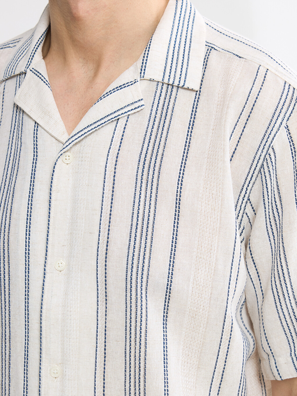 Regular Striped Poplin Men's Shirt-2