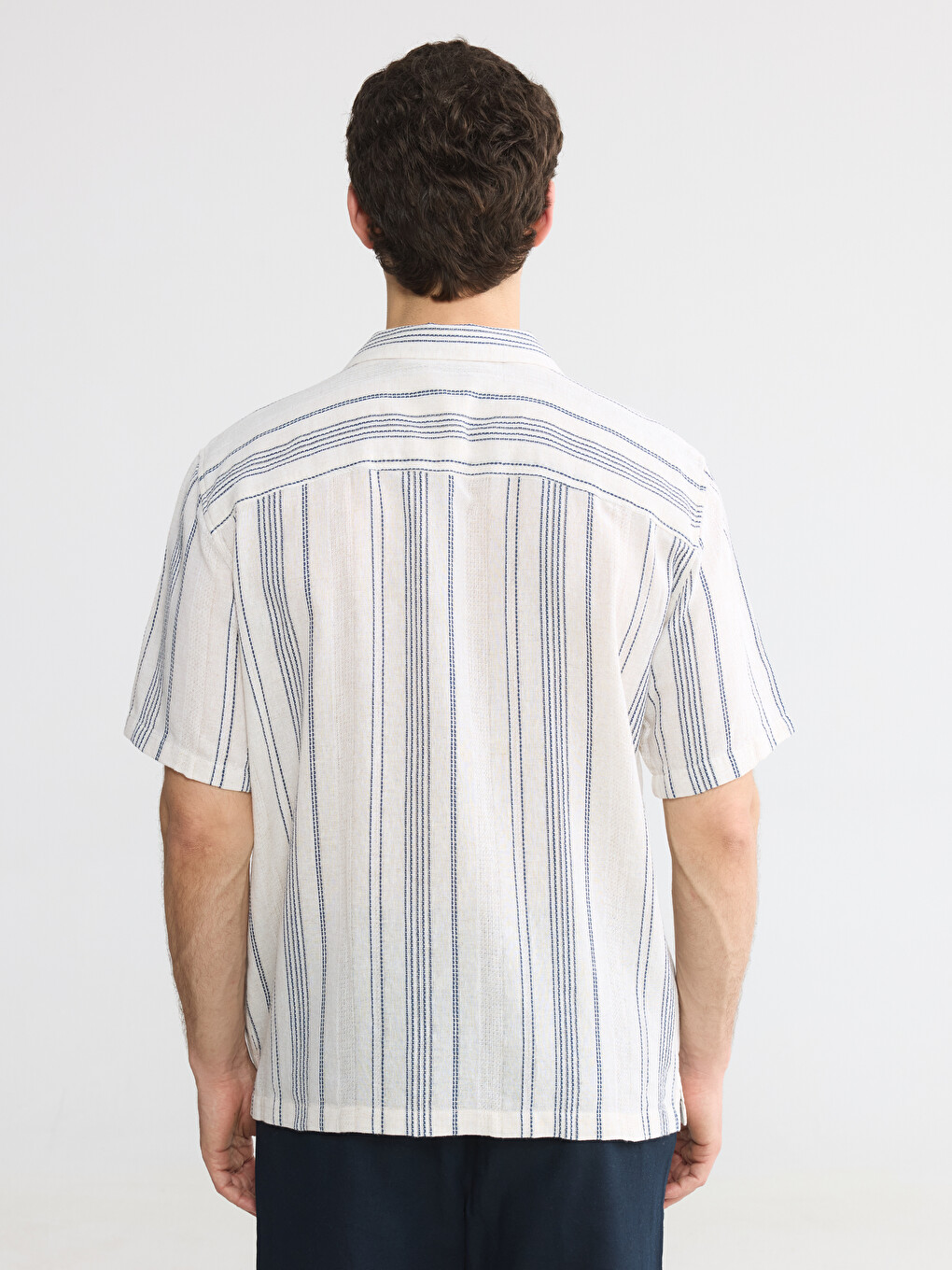 Regular Striped Poplin Men's Shirt-3