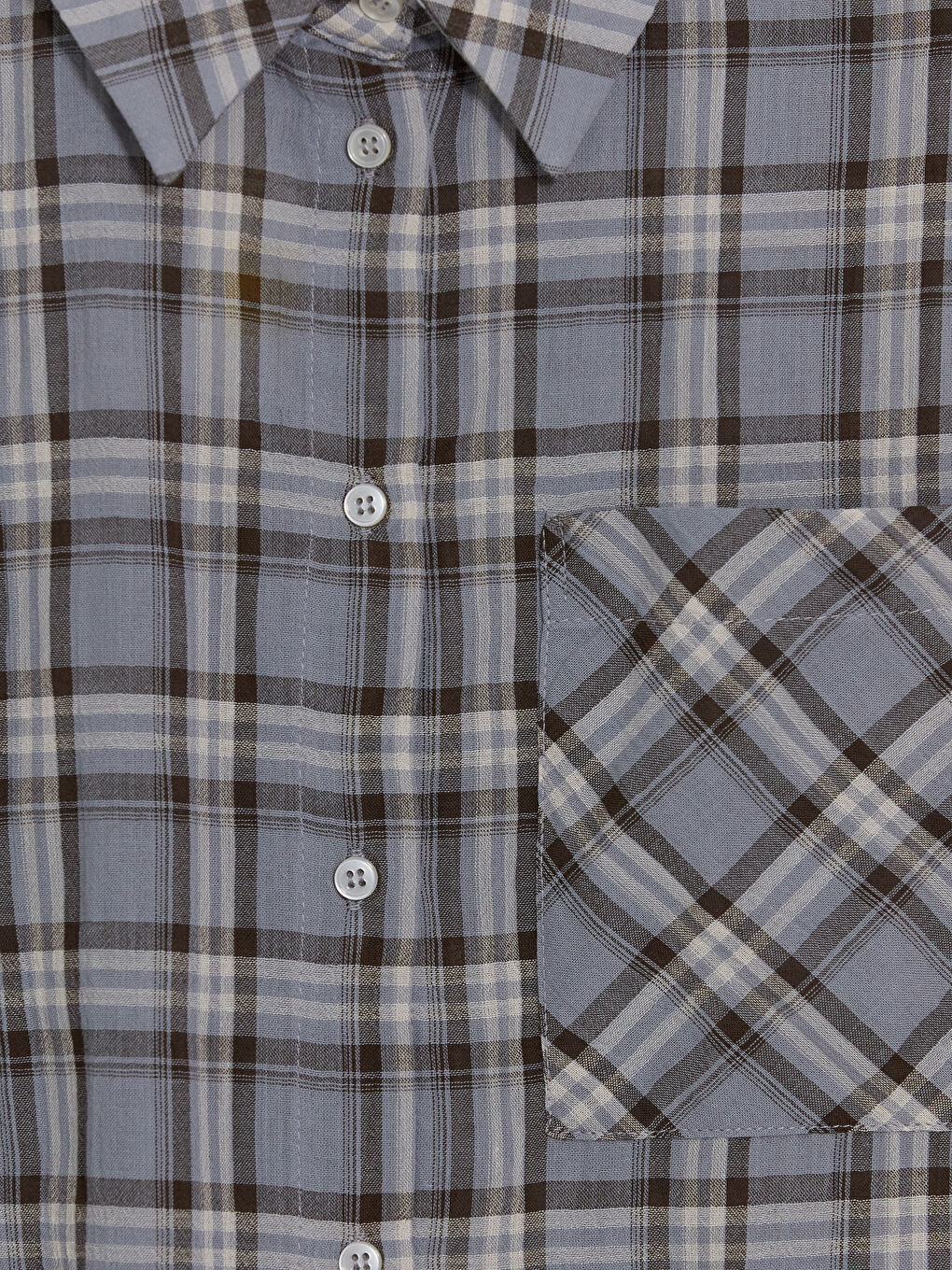 Mavi Ekose Cepli Kadın Gömlek-2