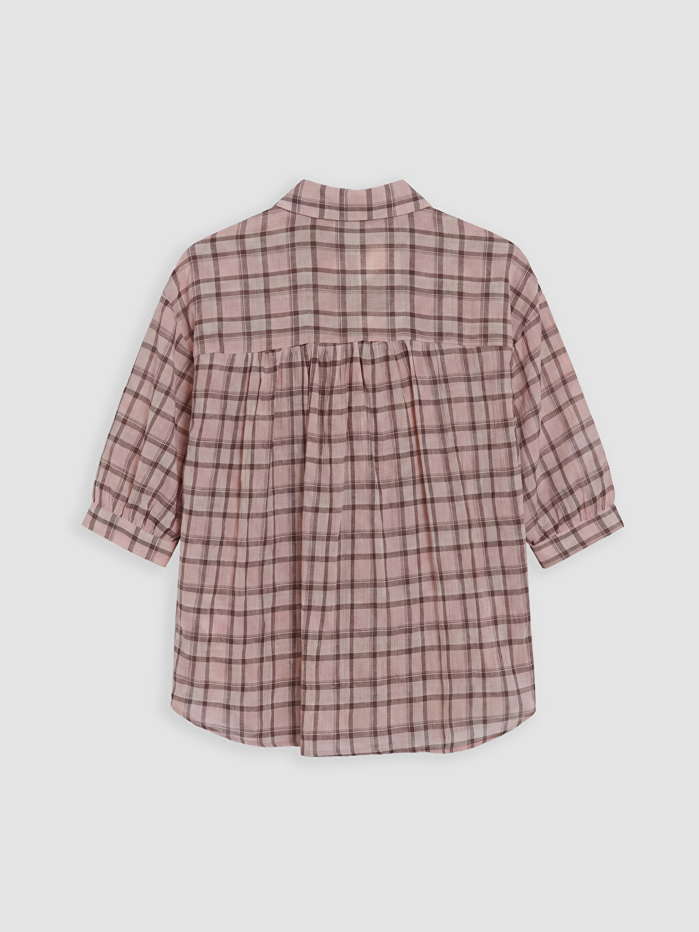 Pembe Ekose Cepli Kadın Gömlek-1