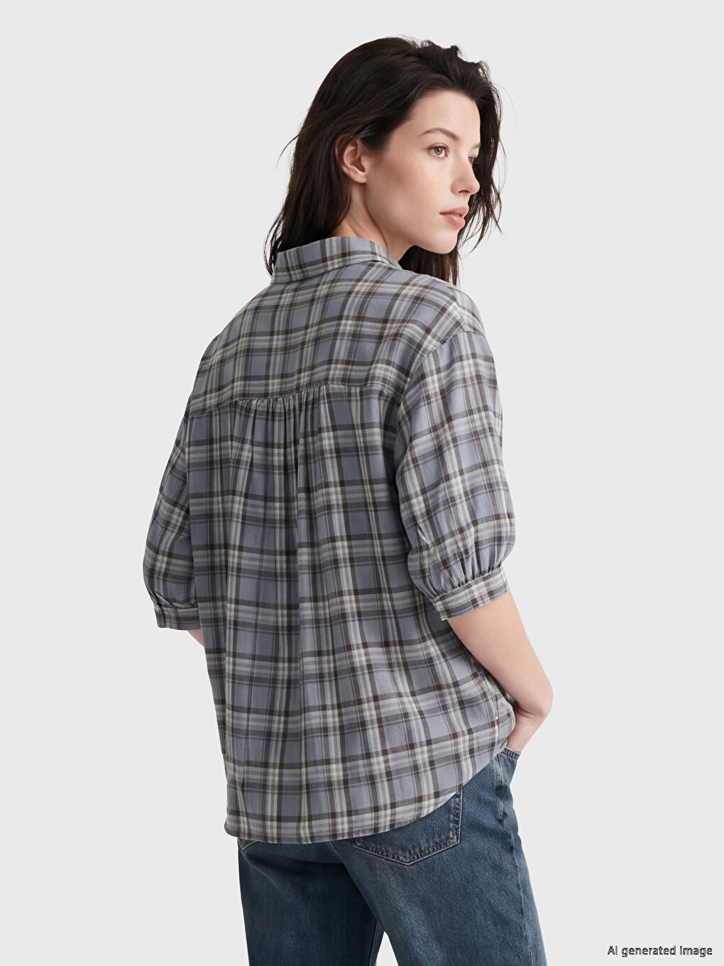 Plaid Pocketed Women's Shirt-2