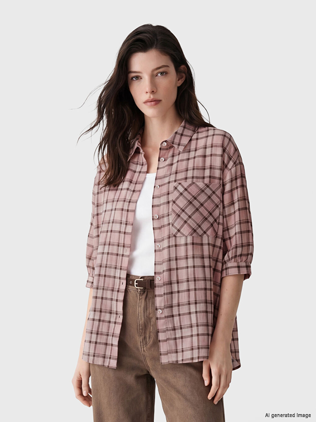 Plaid Pocketed Women's Shirt