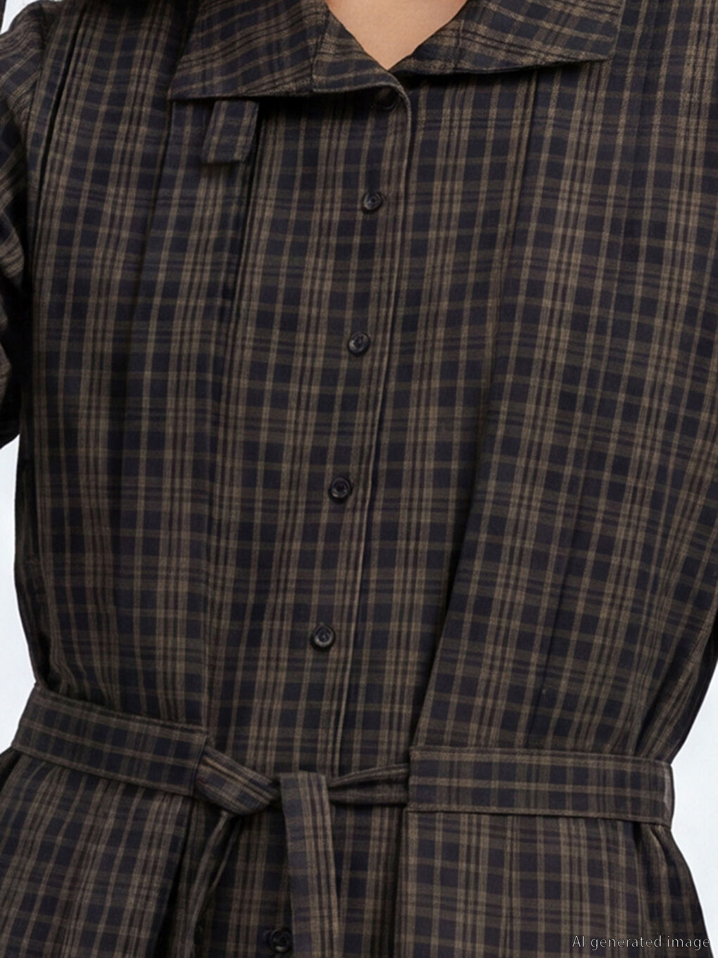 Grandad Collar Plaid Oversize Women's Shirt-2