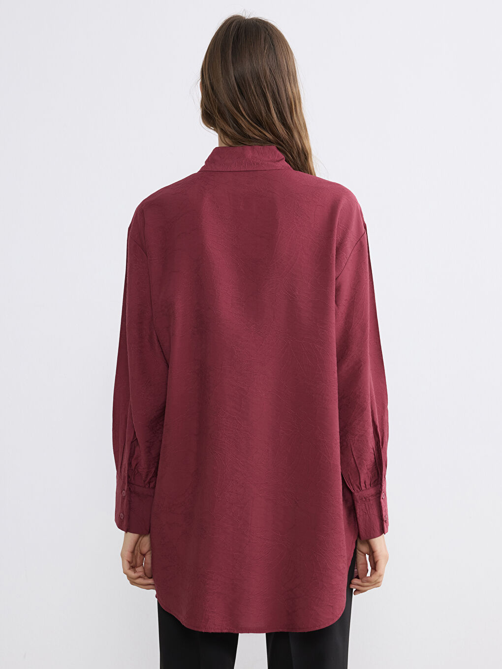 Mor Desenli Kadın Gömlek Tunik	-3