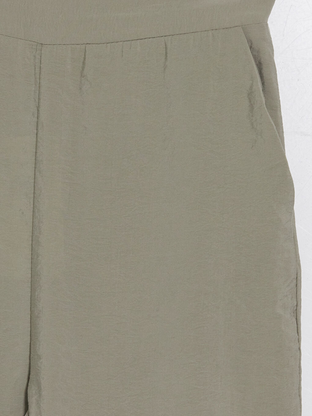 Yeşil Beli Lastikli Modal Karışımlı Kadın Pantolon-2