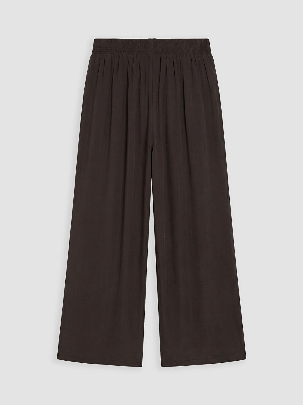 Kahverengi Beli Lastikli Geniş Paça Kadın Pantolon-1