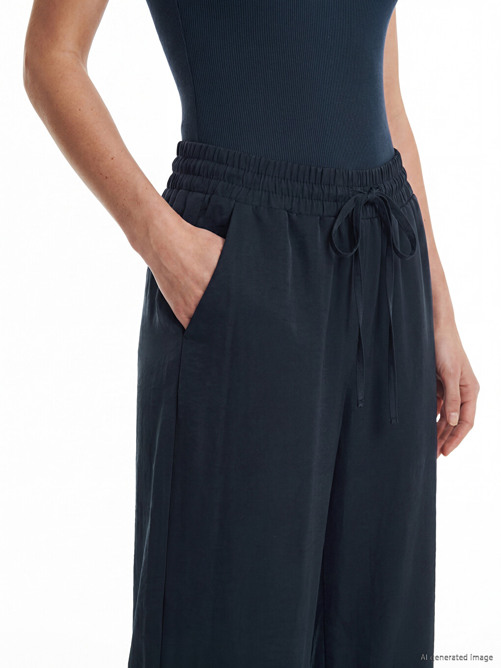 Elastic Waist Modal Blend Women's Trousers-2