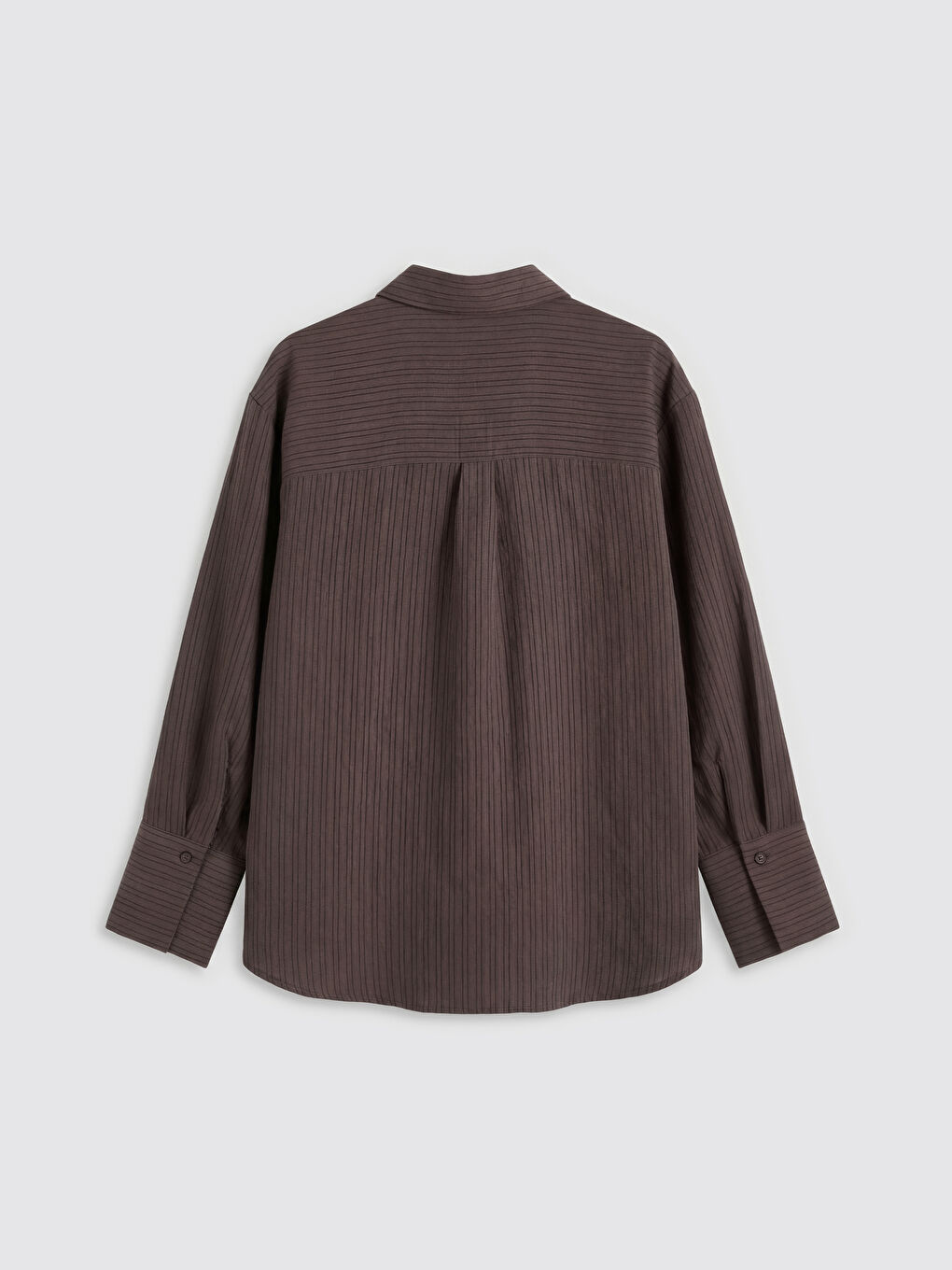 Kahverengi Çizgili Oversize Kadın Gömlek-1