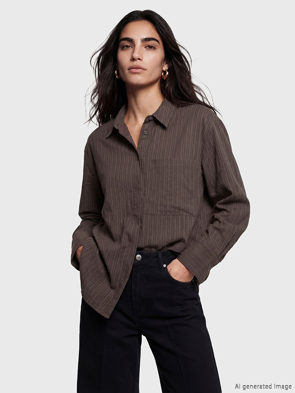 Cămașă Vărgată Supradimensionată pentru Femei