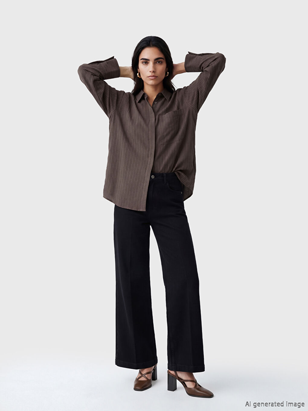 Cămașă Vărgată Supradimensionată pentru Femei-1