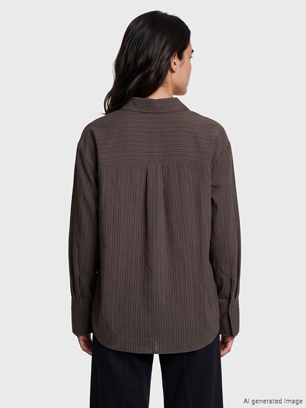 Cămașă Vărgată Supradimensionată pentru Femei-2