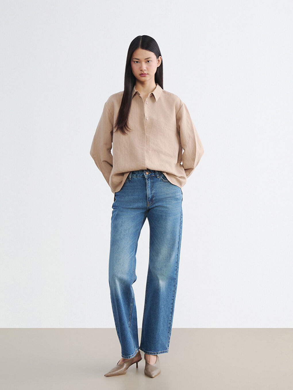 Prugasta oversize ženska košulja-1