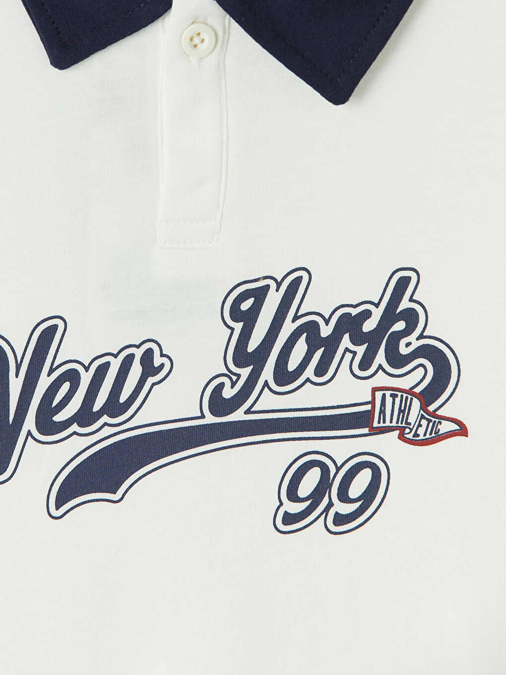 Ekru Polo Yaka New York Baskılı Erkek Çocuk Tişört-2