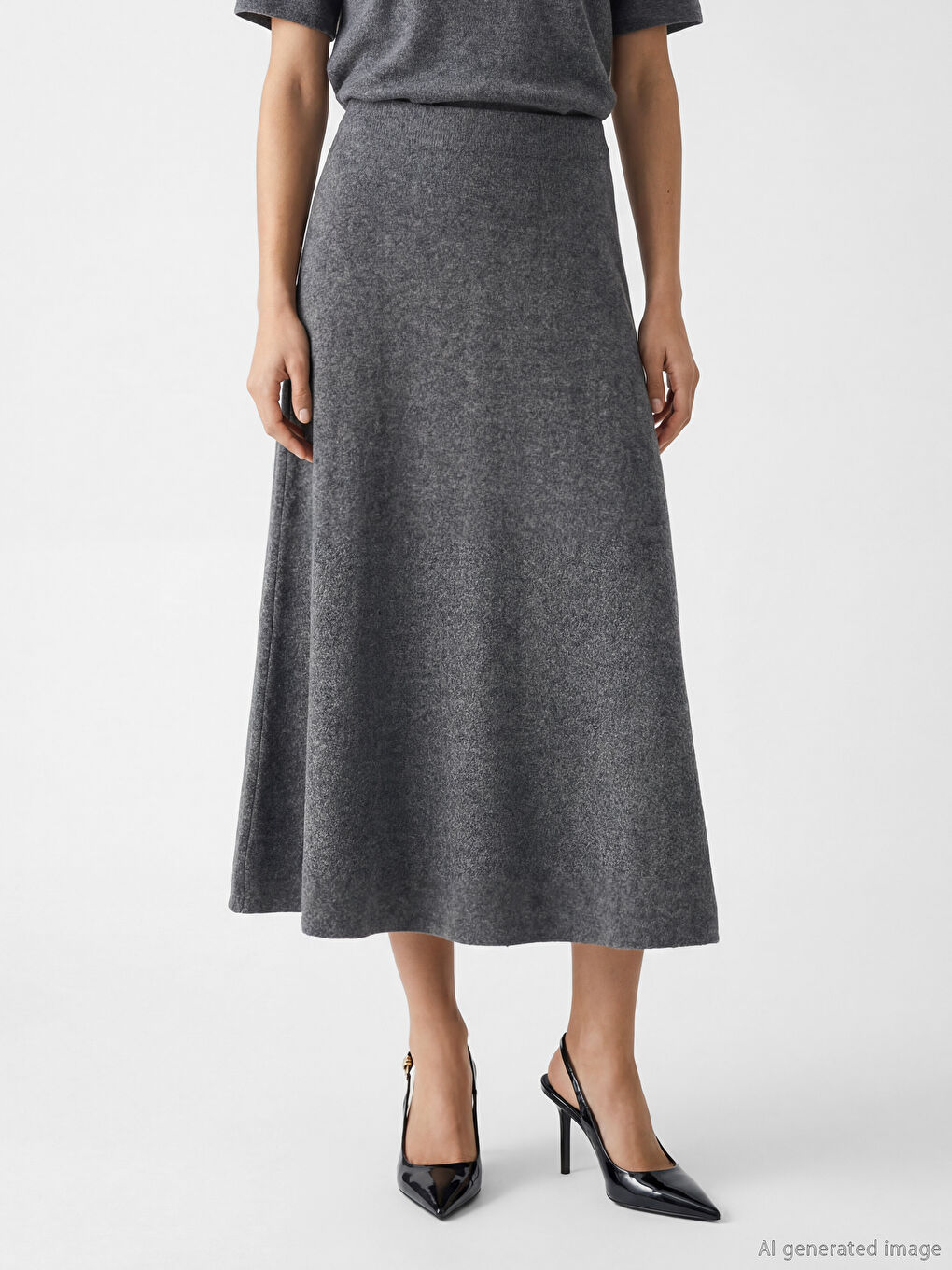 Antrasit Beli Lastikli Kloş Etek-1