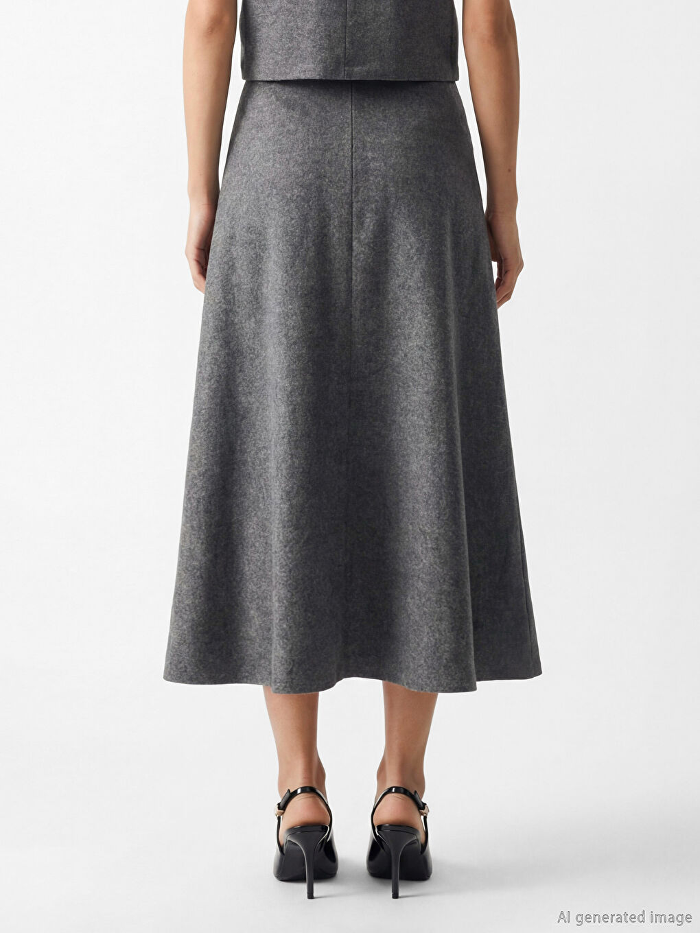 Antrasit Beli Lastikli Kloş Etek-2