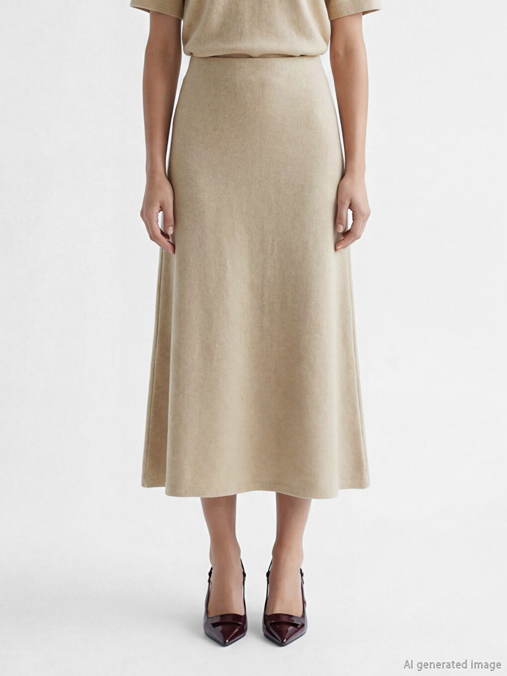 Women's Elastic Waist Flared Skirt-1