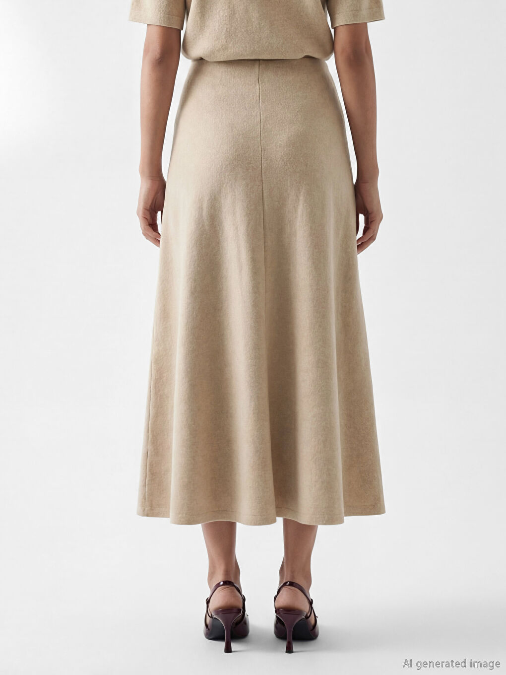 Women's Elastic Waist Flared Skirt-2