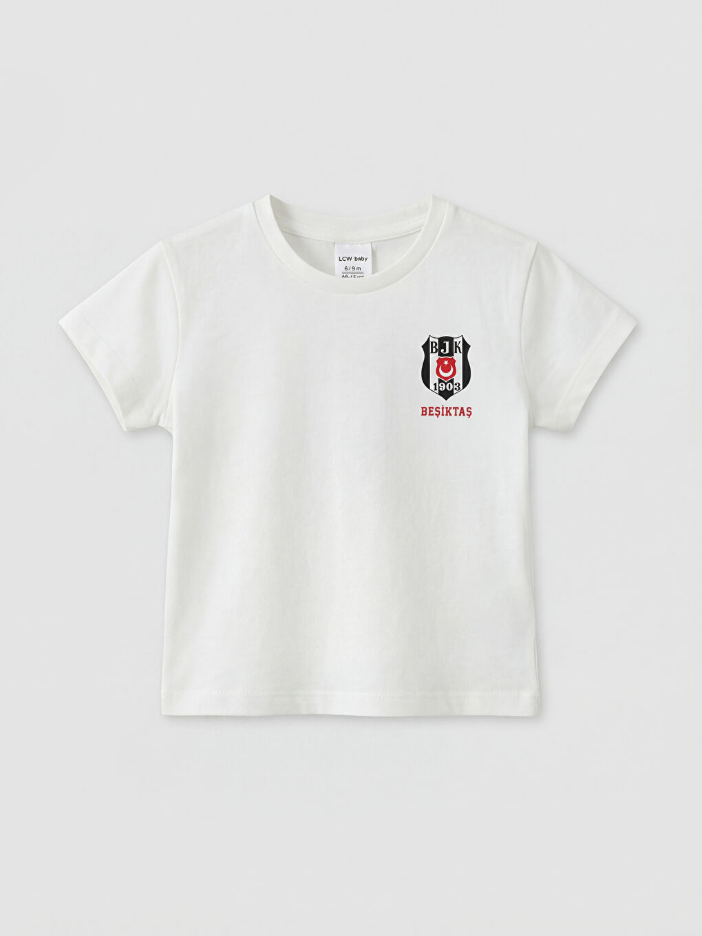 Beyaz Bisiklet Yaka Beşiktaş Baskılı Erkek Bebek Tişört