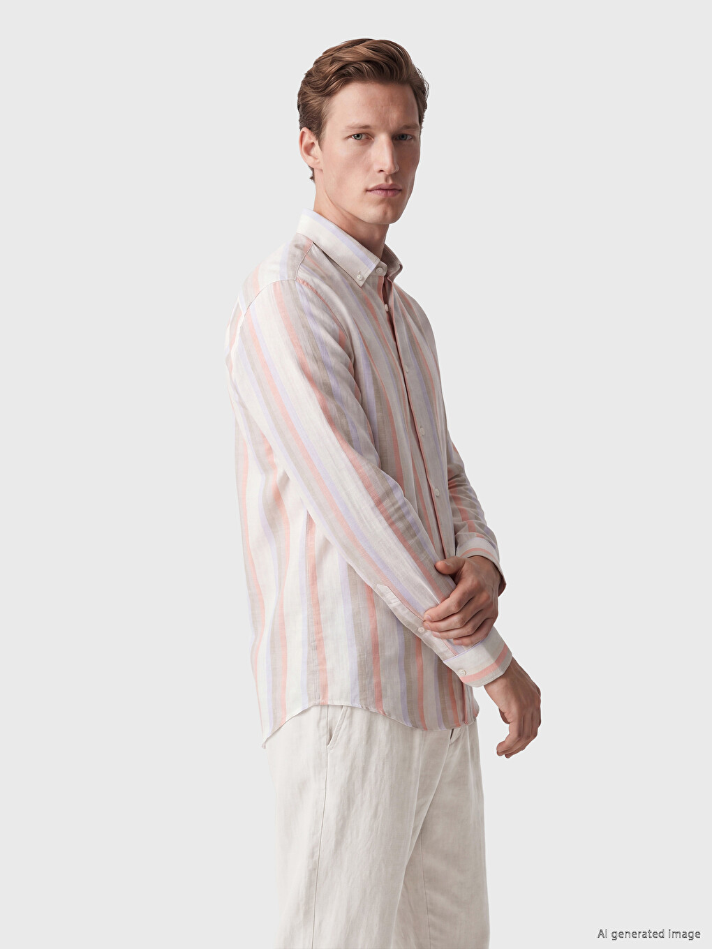 Regular Fit Striped Poplin Men's Shirt