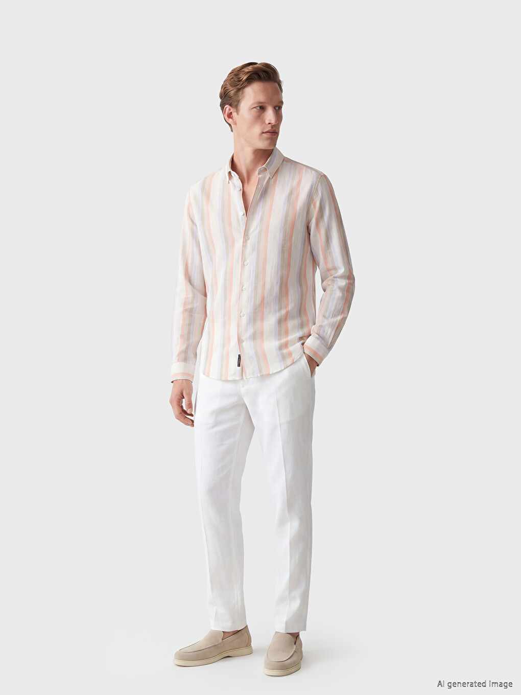 Regular Fit Striped Poplin Men's Shirt-1