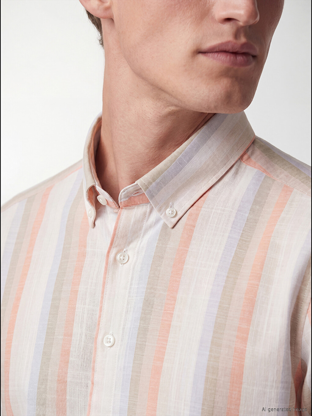 Regular Fit Striped Poplin Men's Shirt-2