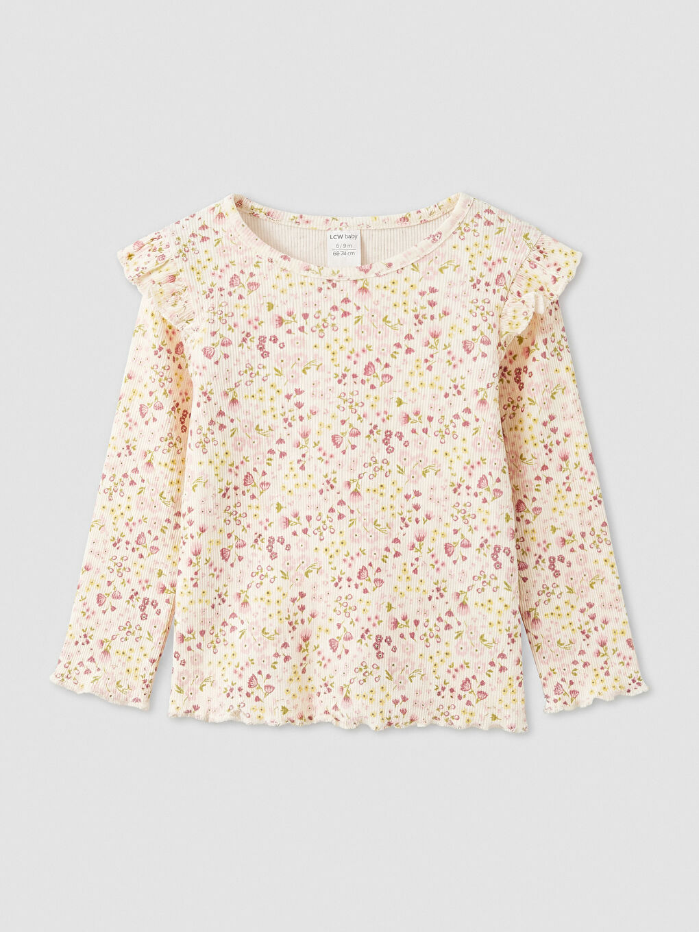 Ekru Çiçekli Kız Bebek Tişört ve Tayt-1