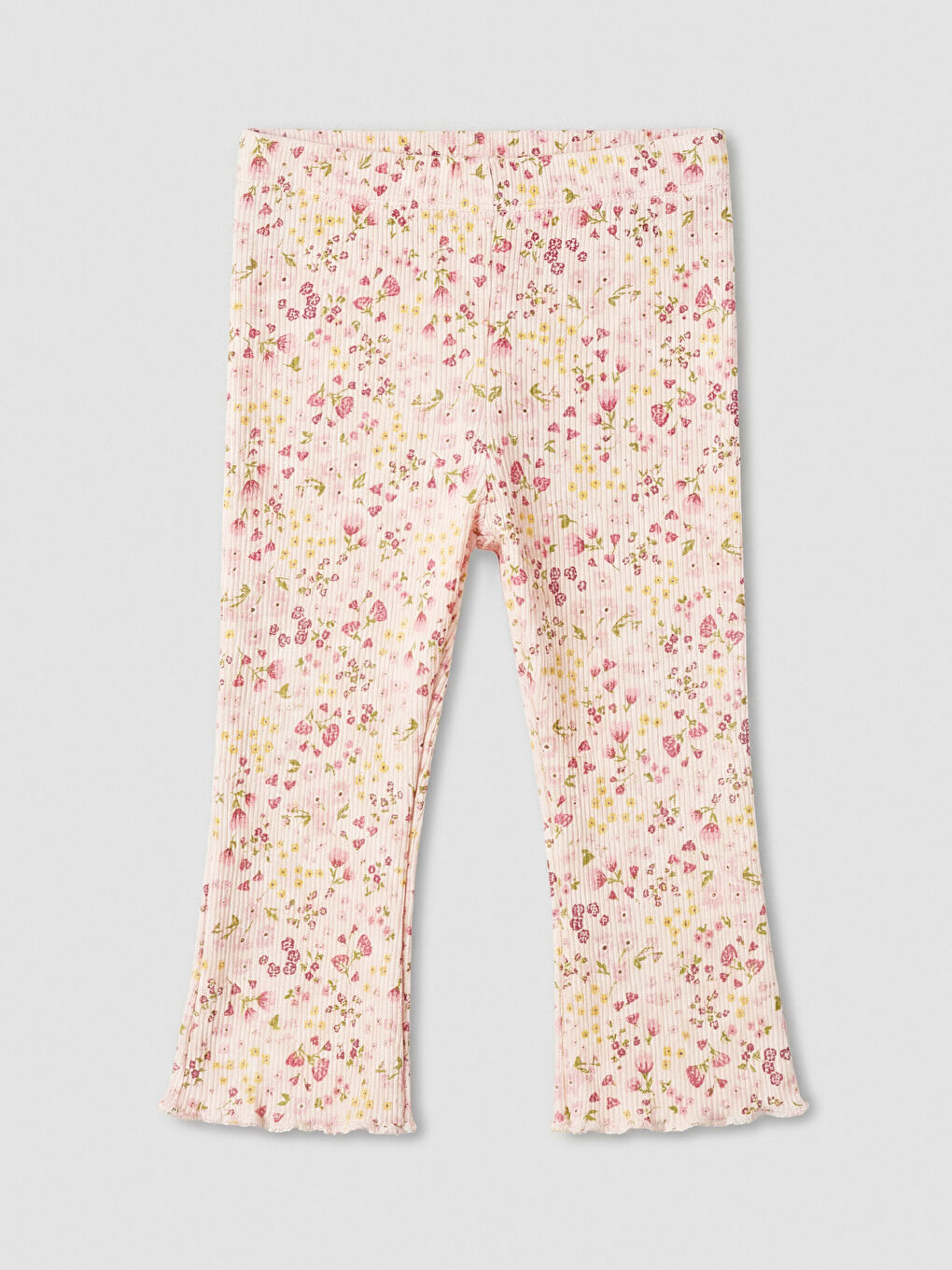 Ekru Çiçekli Kız Bebek Tişört ve Tayt-2