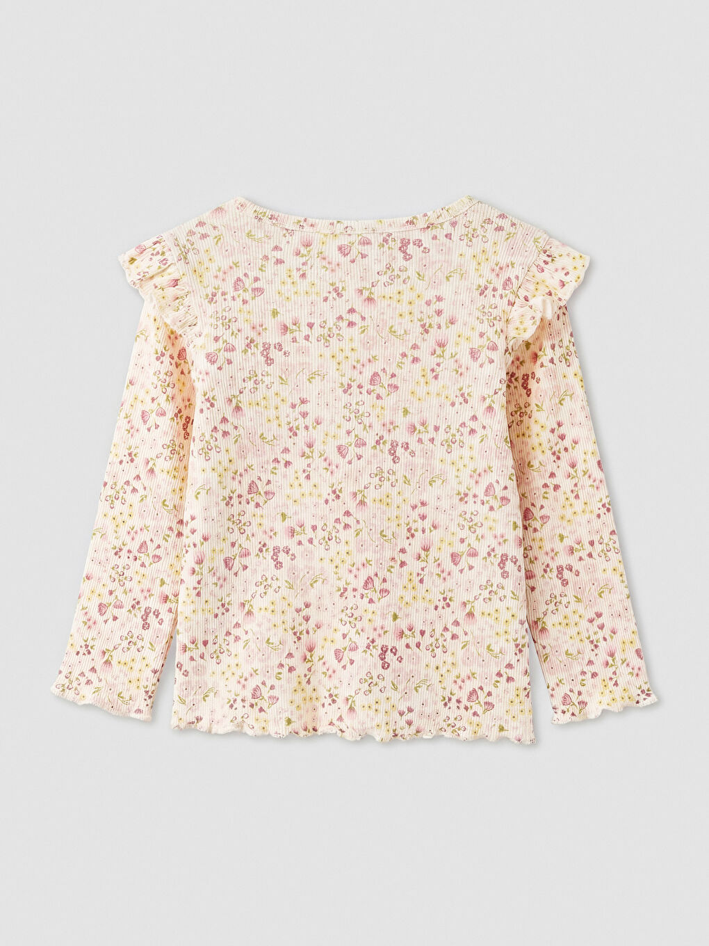 Ekru Çiçekli Kız Bebek Tişört ve Tayt-3