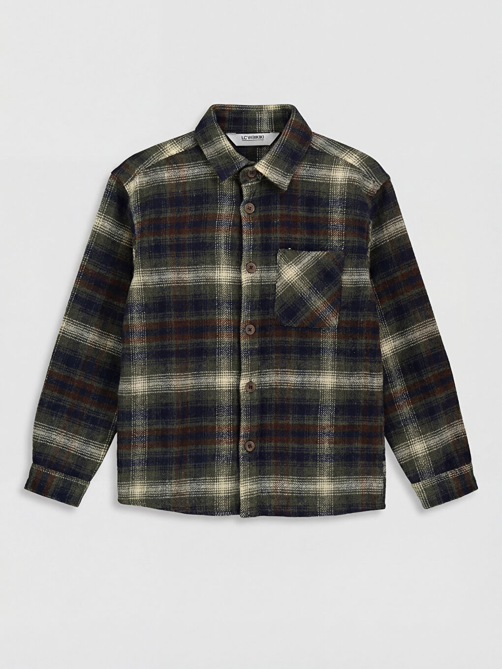 Haki Ekose Erkek Çocuk Oduncu Gömlek