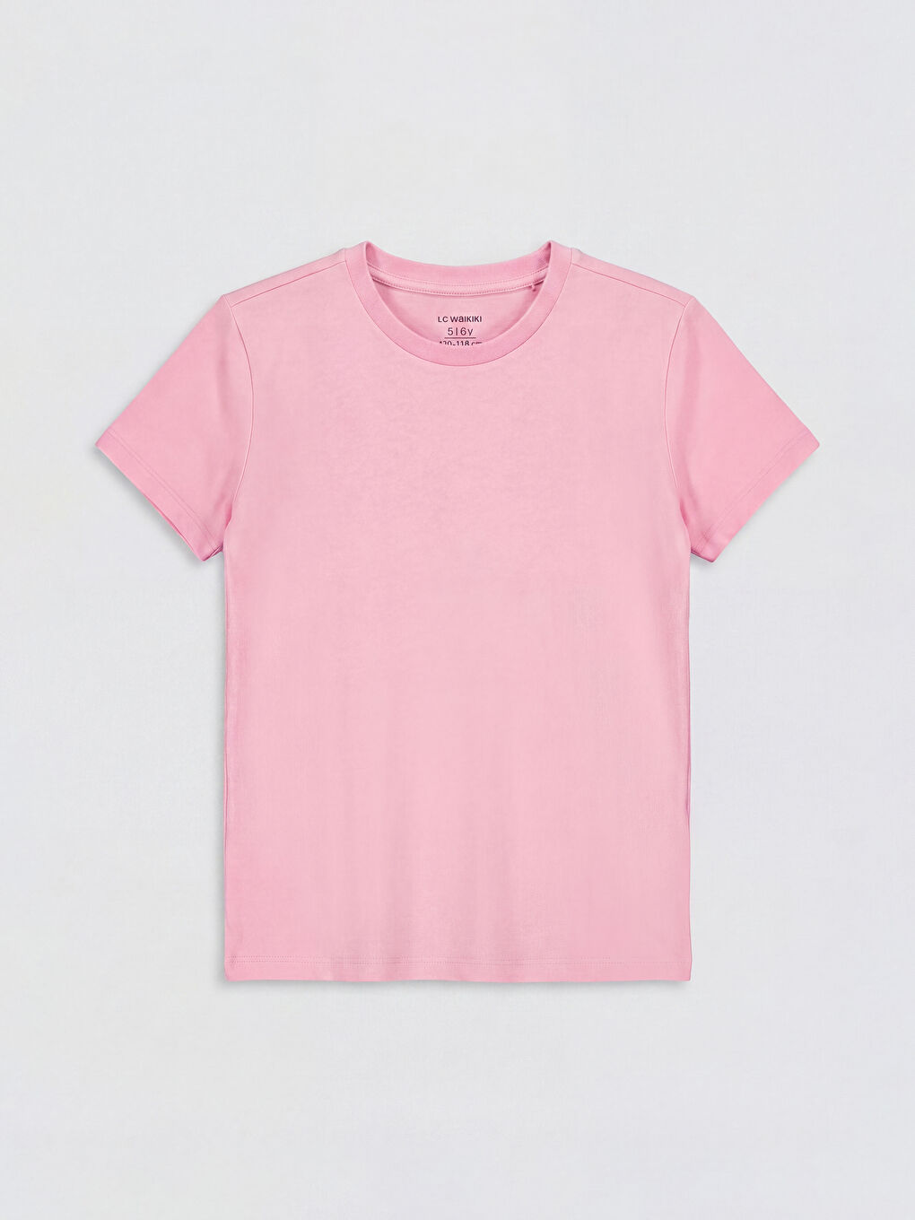 Pembe Bisiklet Yaka Kısa Kollu Kız Çocuk Tişört