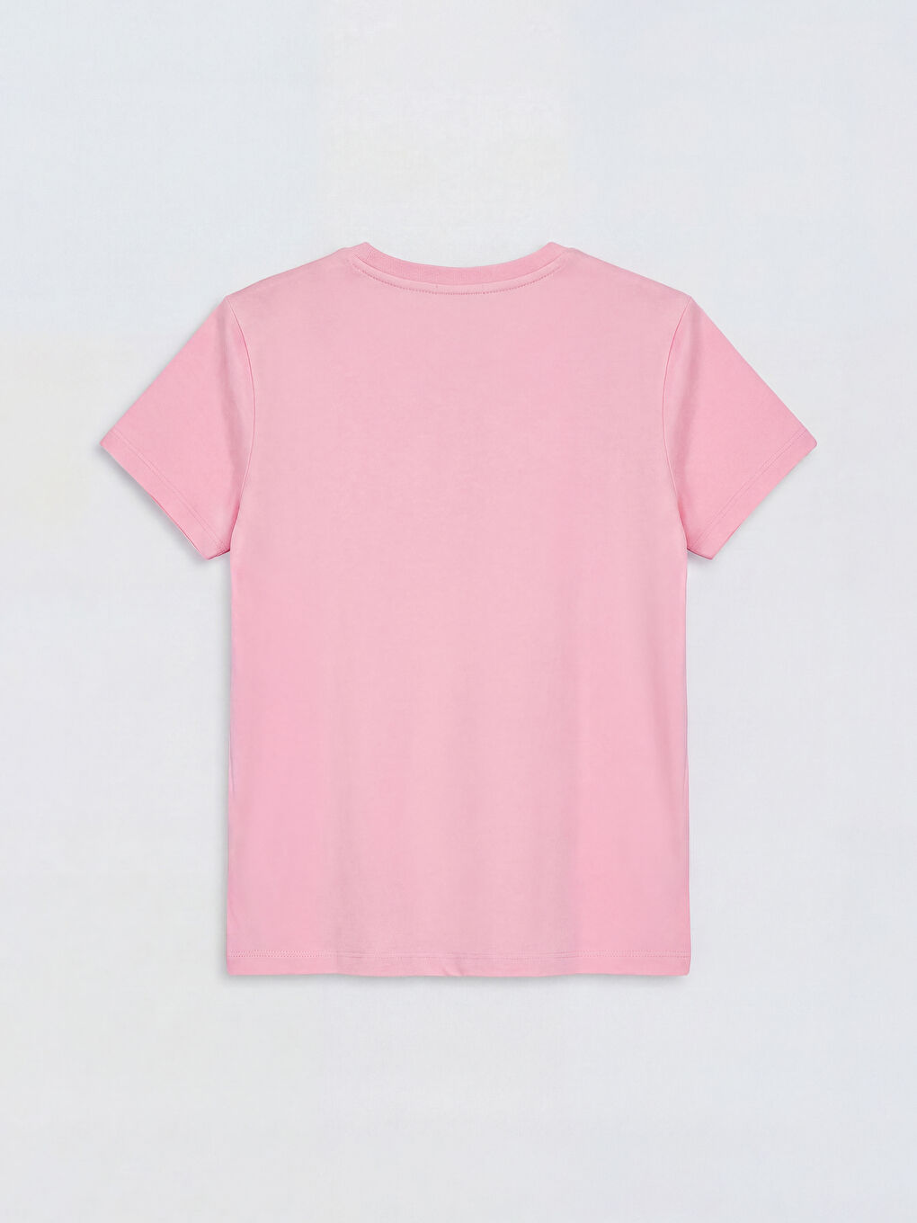 Pembe Bisiklet Yaka Kısa Kollu Kız Çocuk Tişört-1