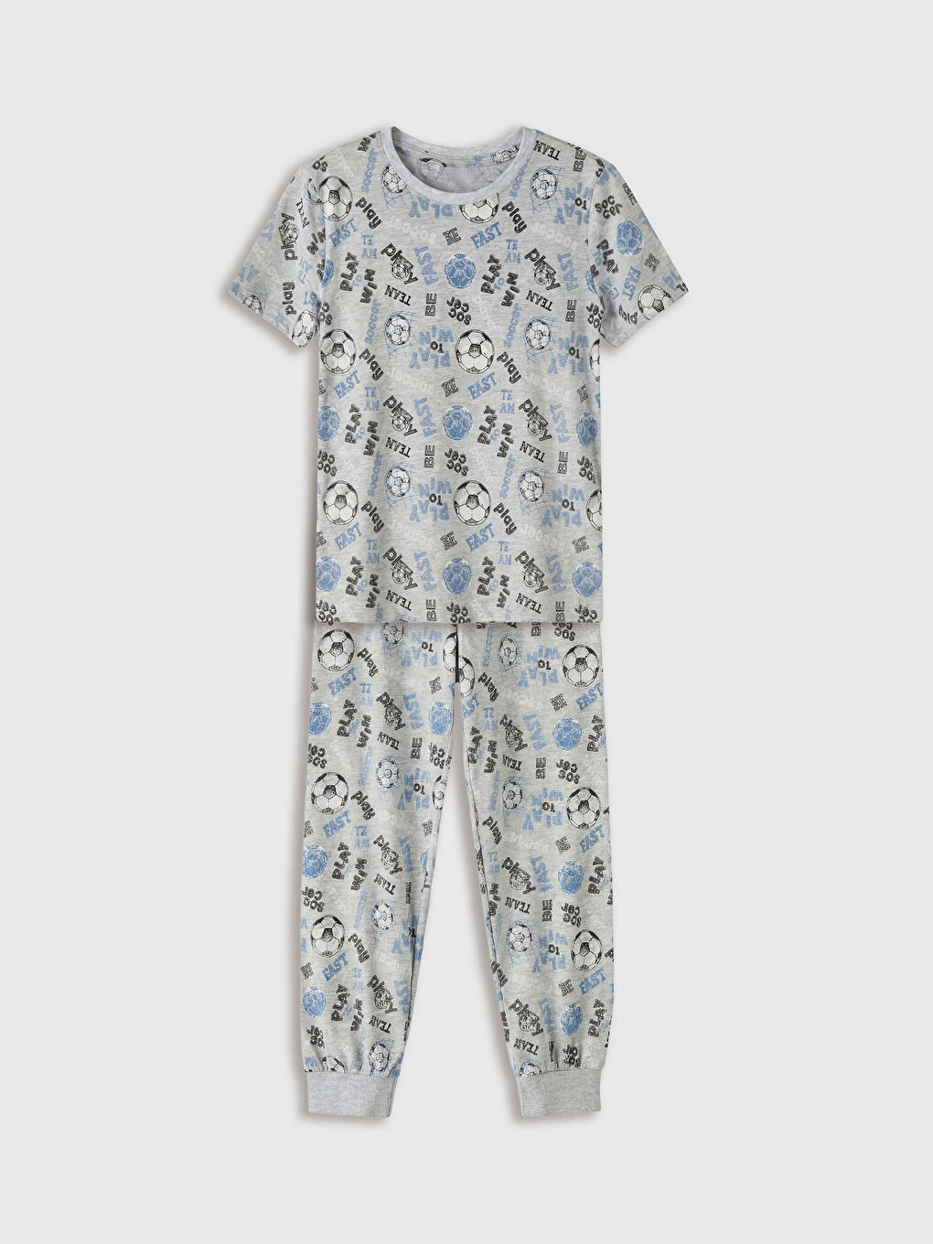 Gri Desenli Erkek Çocuk Pijama Takımı