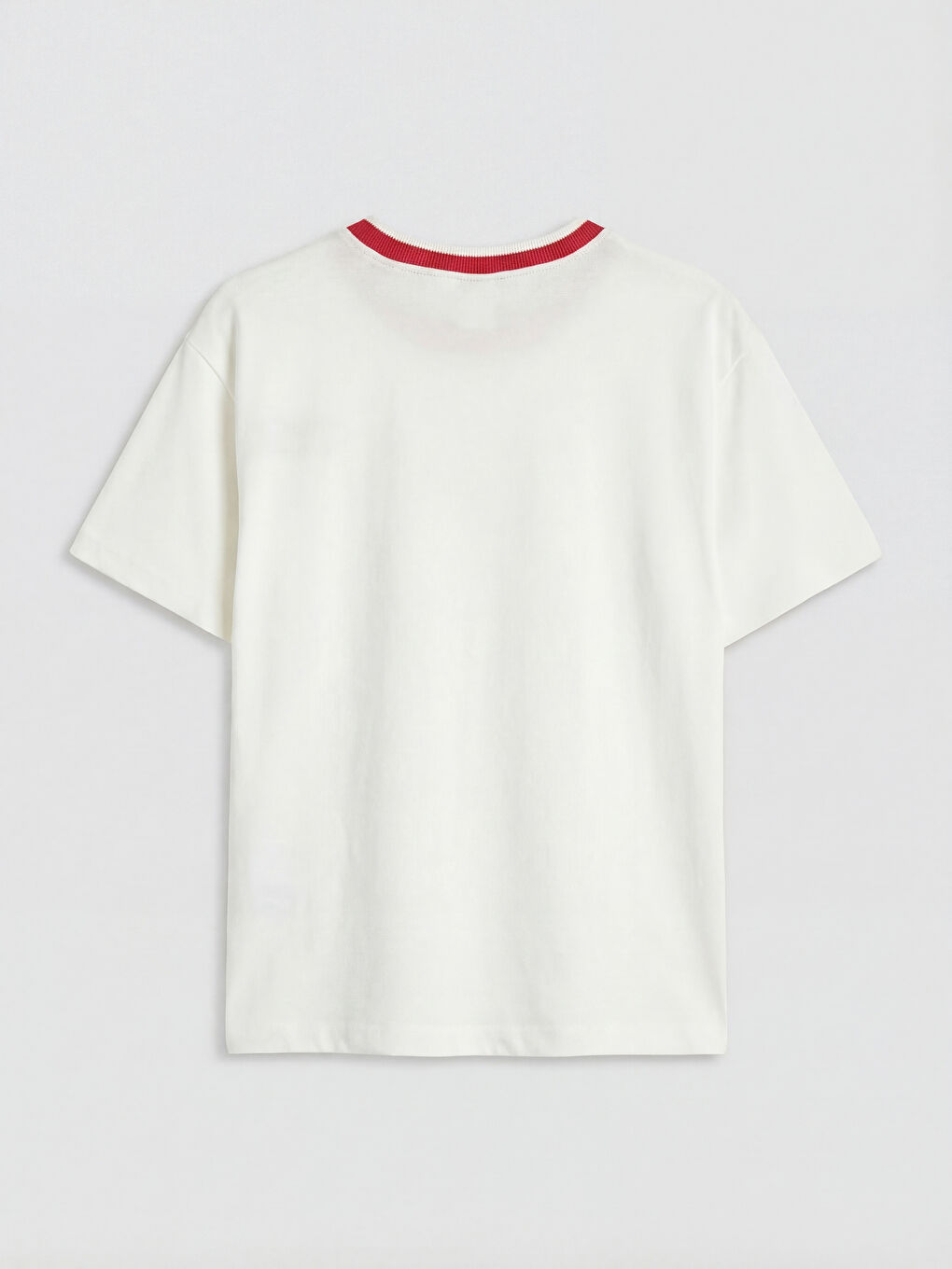 Ekru Bisiklet Yaka Nakışlı Erkek Çocuk Tişört-1