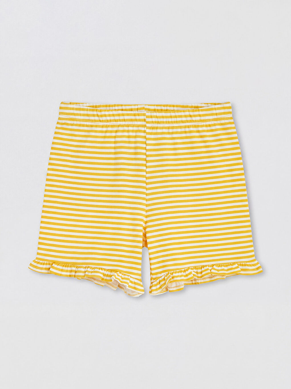 Sarı Çiçek Baskılı Kız Bebek Tişört ve Şort Takım-3