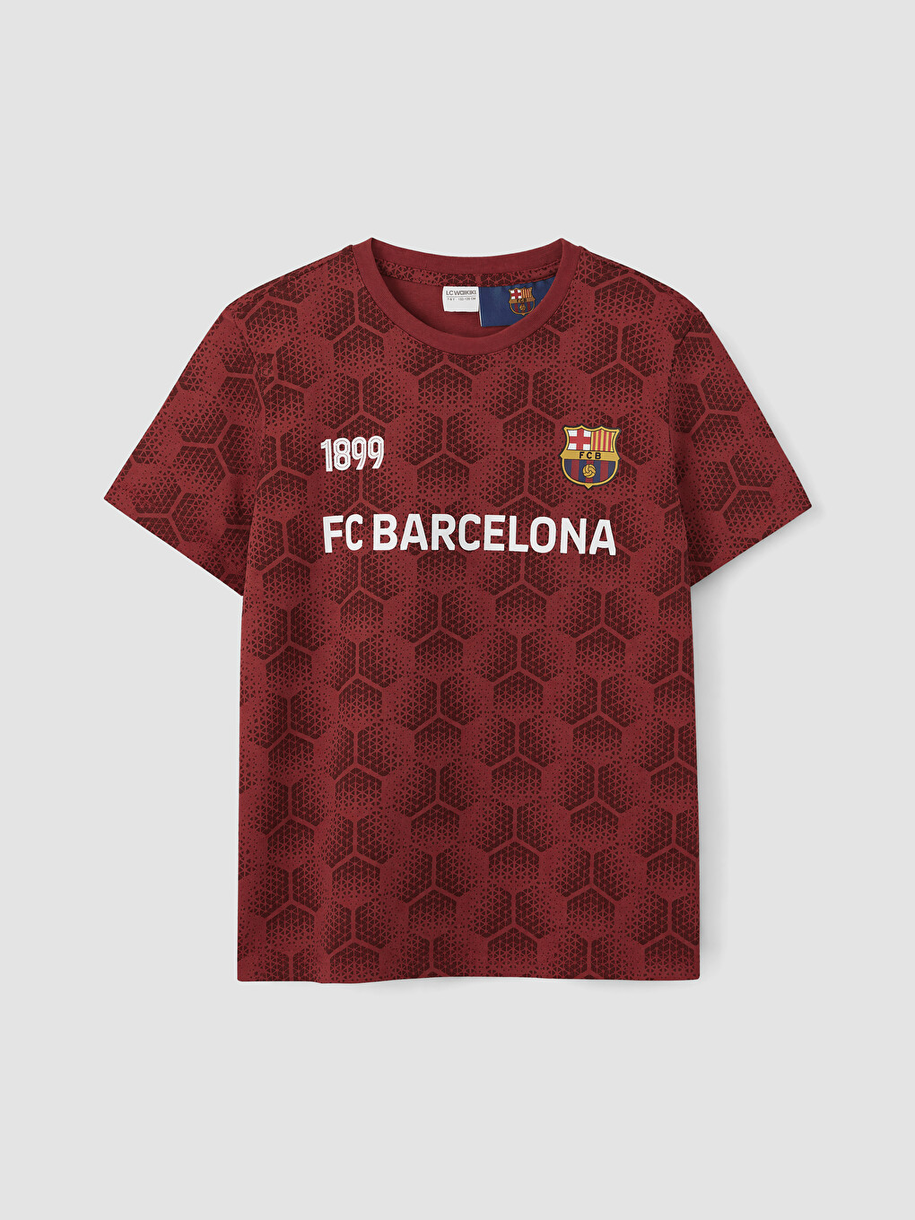Bordo FC Barcelona Baskılı Erkek Çocuk Şortlu Pijama Takımı-1