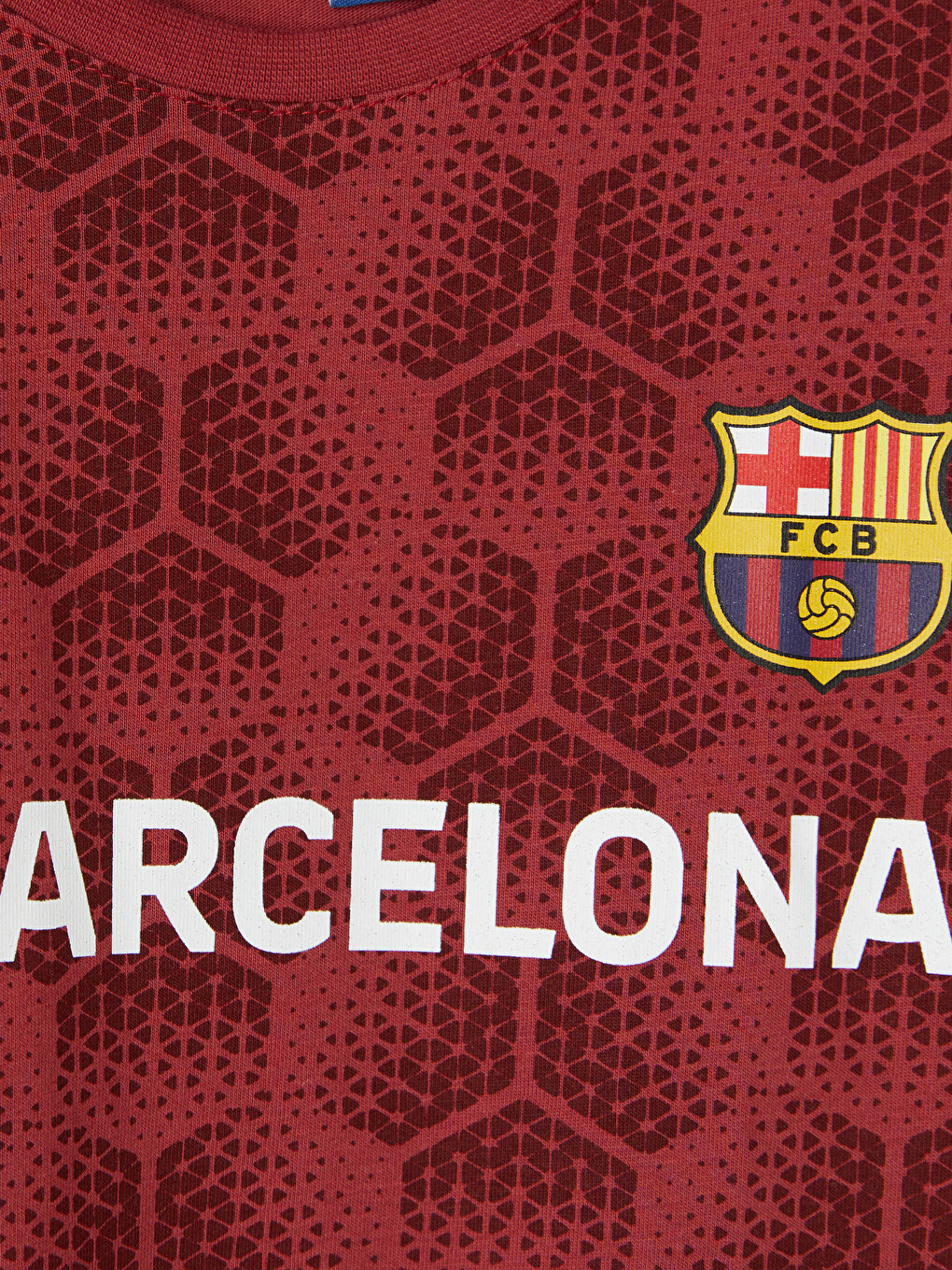 Bordo FC Barcelona Baskılı Erkek Çocuk Şortlu Pijama Takımı-2