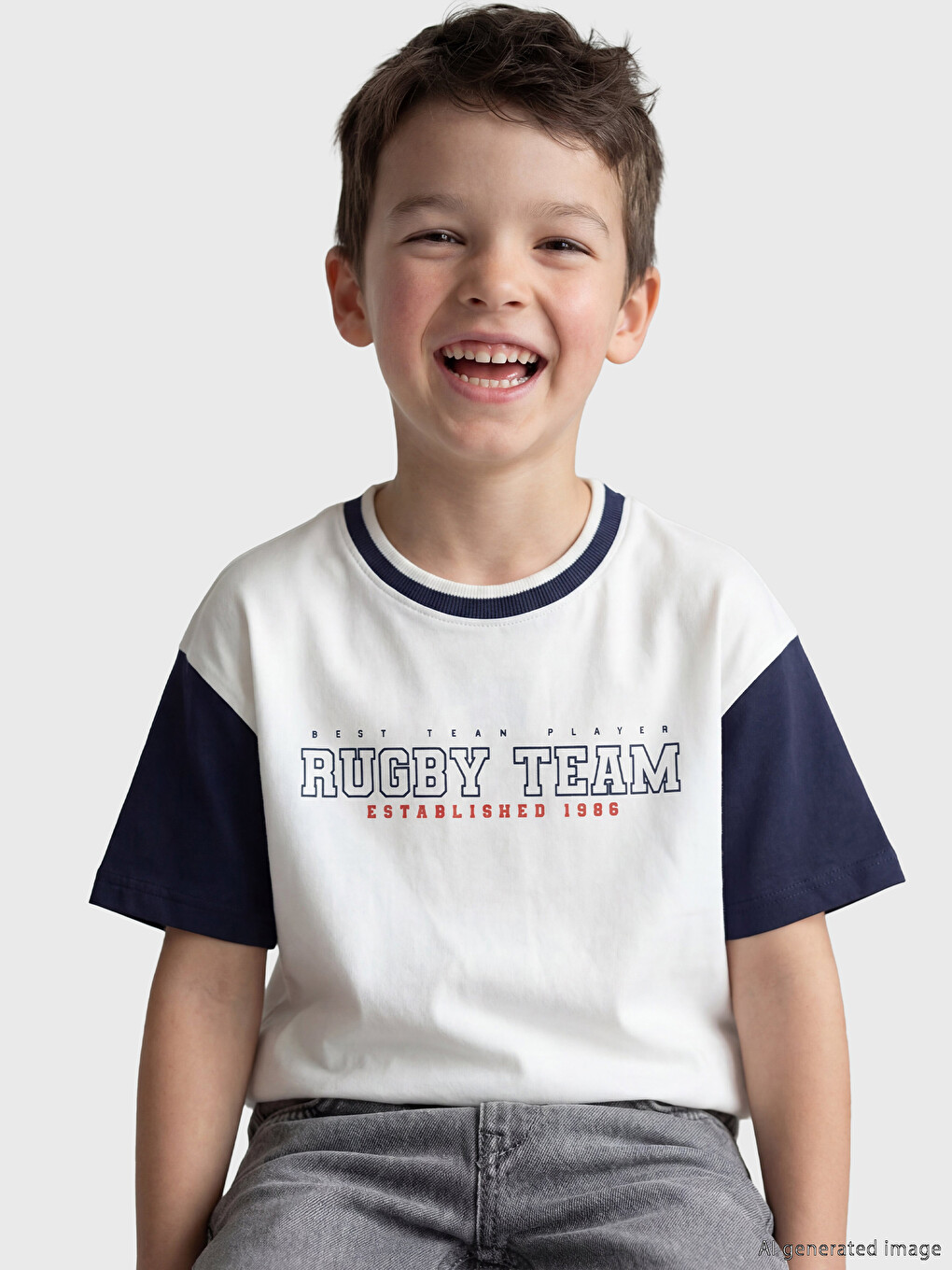 Crew Neck Printed Boys' T-Shirt-1