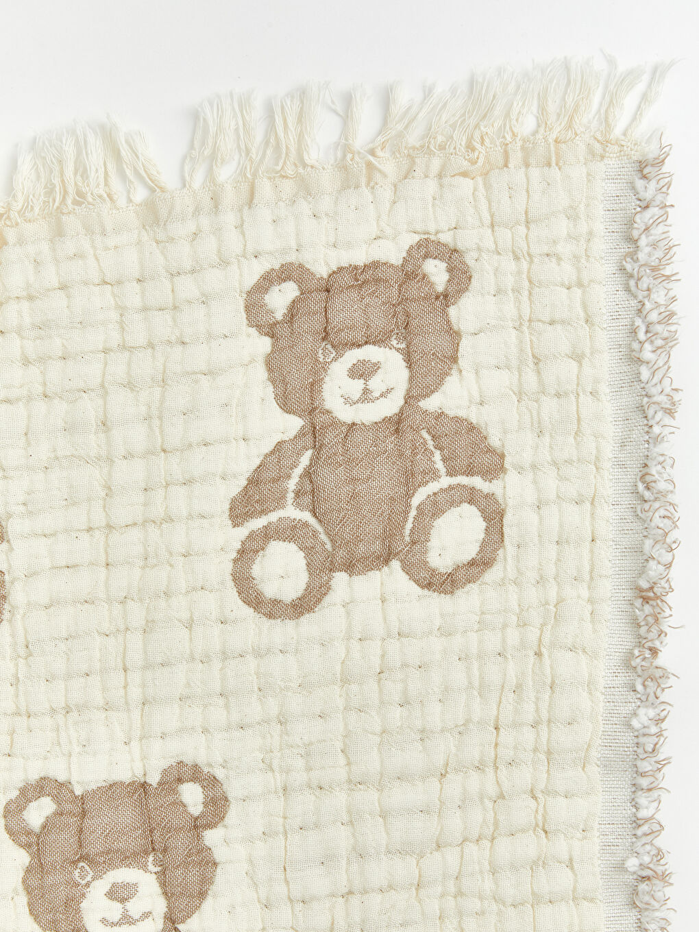 Bej Ayıcık Desenli Bebek Battaniye 80x80 cm-4