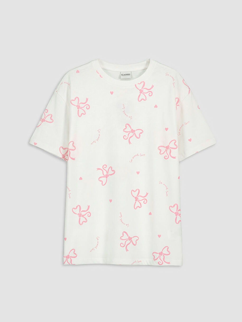 Ekru Fiyonk Baskılı Kız Çocuk Şortlu Pijama Takımı-1