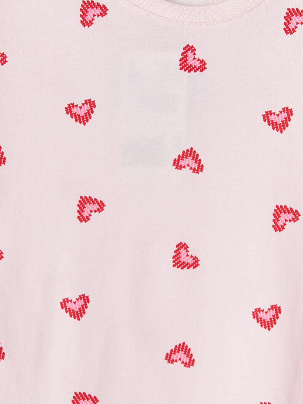 Pembe Kalp Baskılı Kız Çocuk Şortlu Pijama Takımı-5