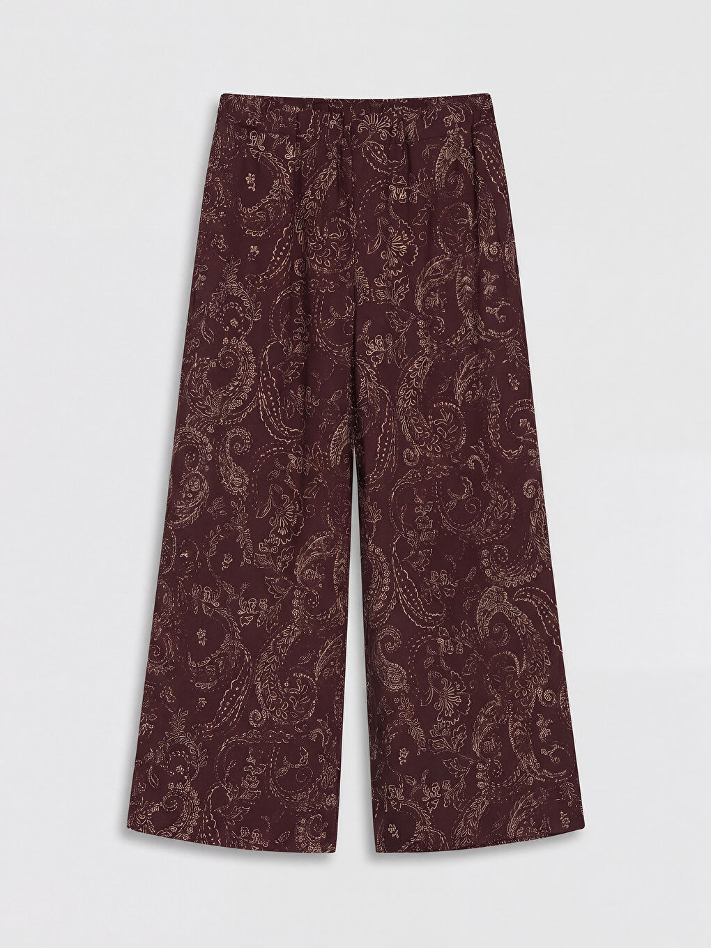 Mürdüm Beli Lastikli Desenli Kadın Pantolon