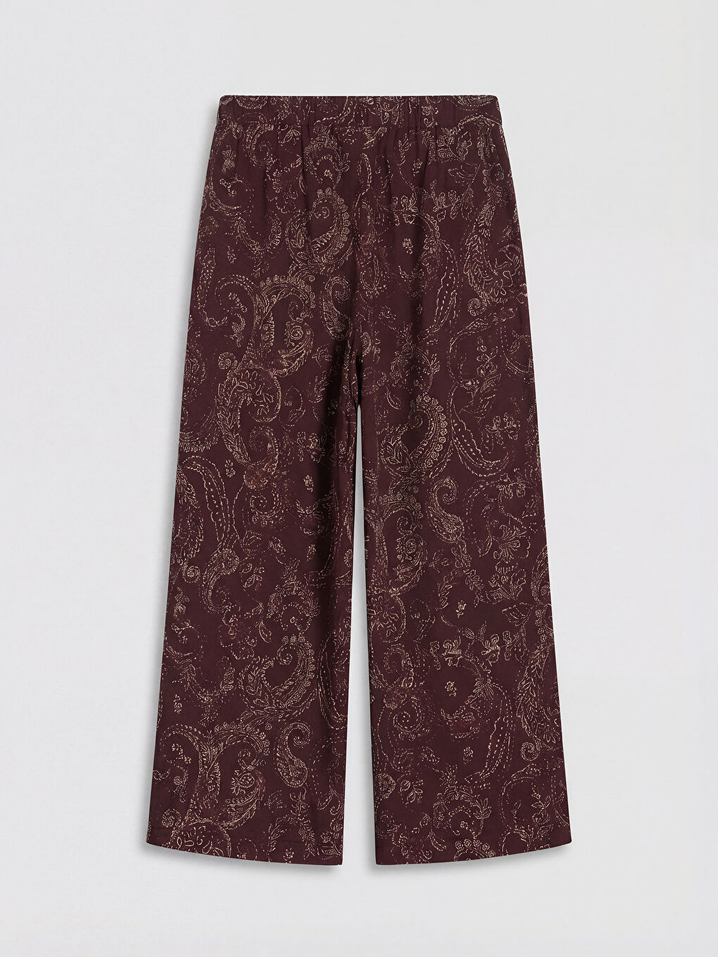 Mürdüm Beli Lastikli Desenli Kadın Pantolon-1