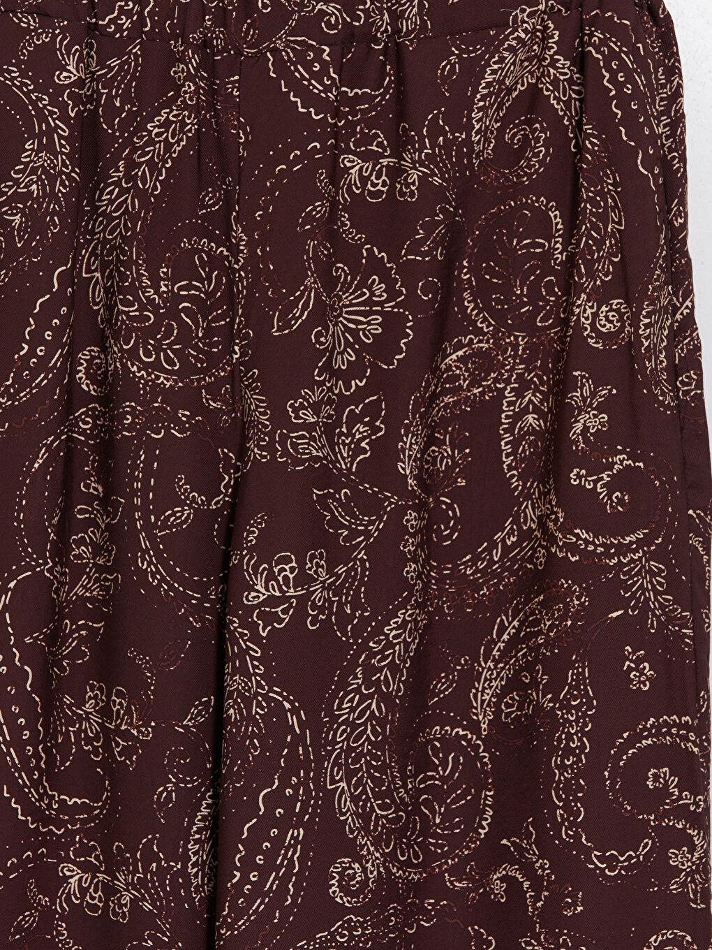 Mürdüm Beli Lastikli Desenli Kadın Pantolon-2